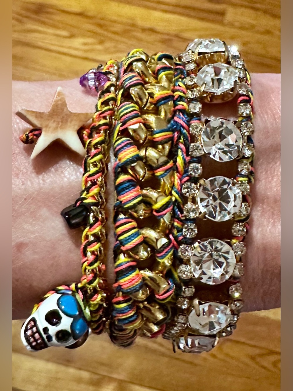🤩Venessa Arizaga Multicolor Layered Beaded & Rhinestone Women's Bracelet☠️🩷